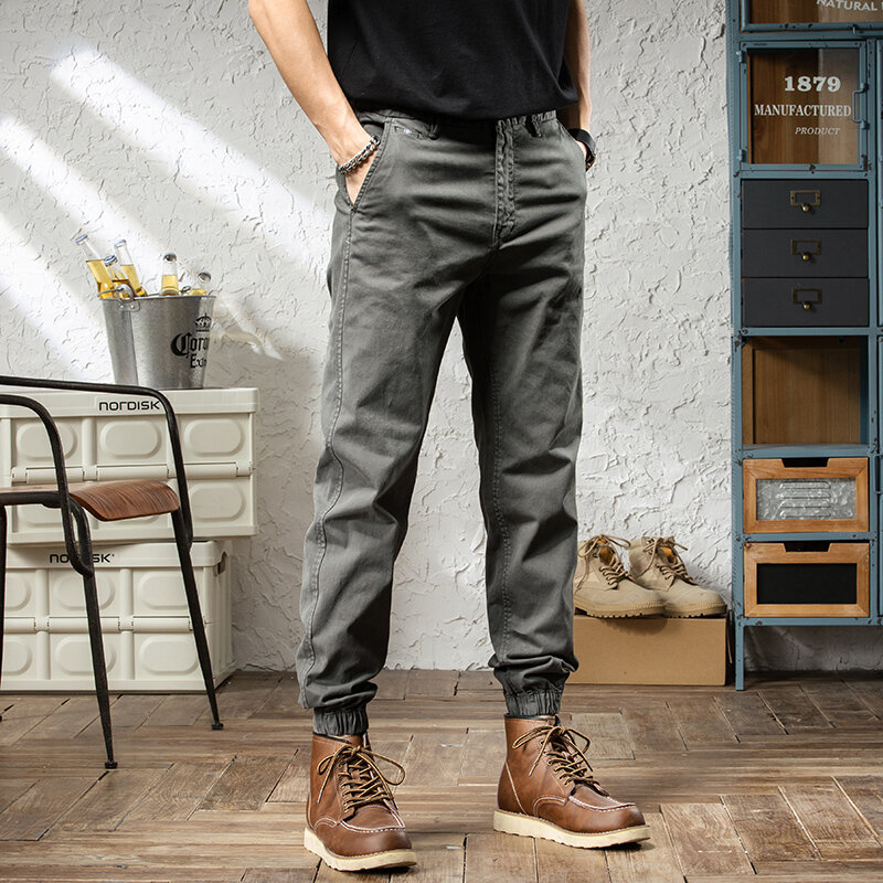 Модные Дизайнерские мужские джинсы, эластичные Простые повседневные брюки-карго, мужские Джоггеры в Корейском стиле, в стиле хип-хоп, мужские комбинезоны, брюки для отдыха