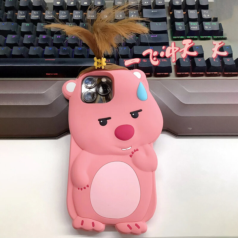 Bangs Loopy Iphone Case Kawaii Disney Cute Anime Creative and Quirky Phone Case with Long Hair Styling Shockproof Anti-Wear Case