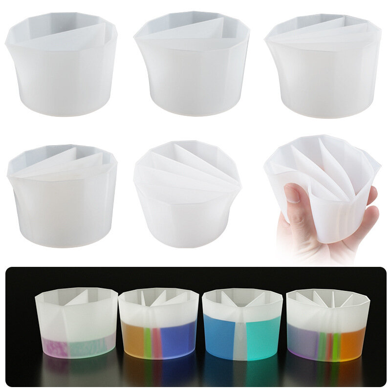 DIY Acrylic Paint Resin Mold Pour Split Cup Silicone Epoxy Mixing Color Pigment Diversion Cup Fluid Art Split Cup Jewelry Making