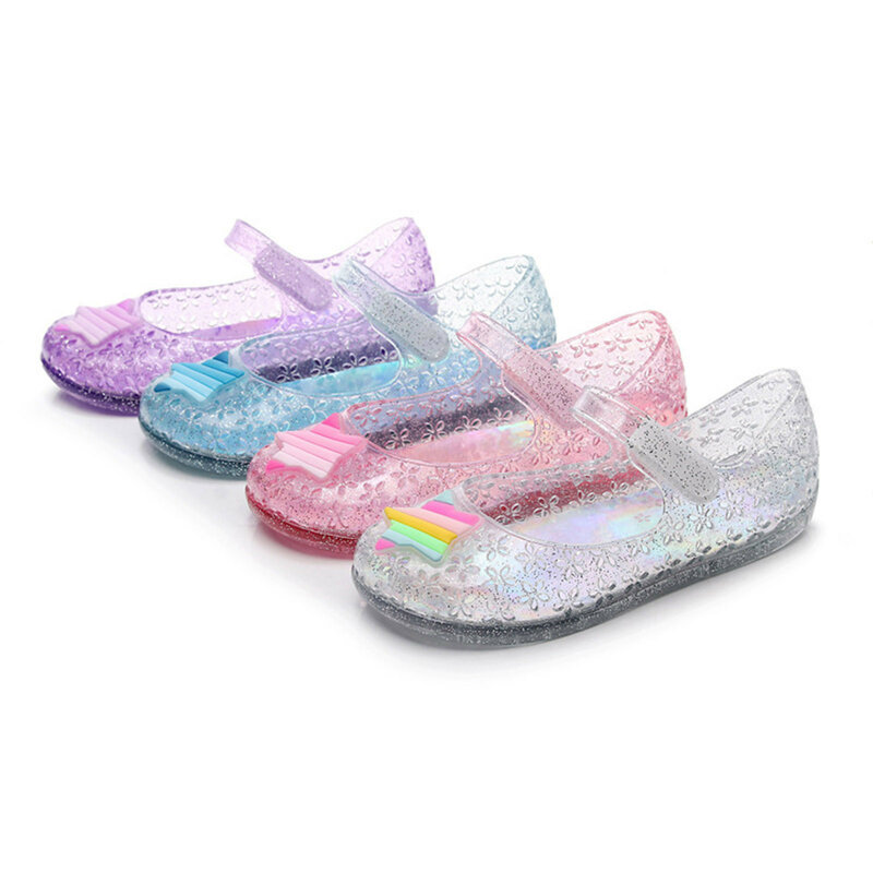 2-8 Years Children's Casual Shoes Baby Kids Girls Jelly Sandals Solid Color Hollow Sandal Girls Soft Soles Anti-slip Beach Shoes