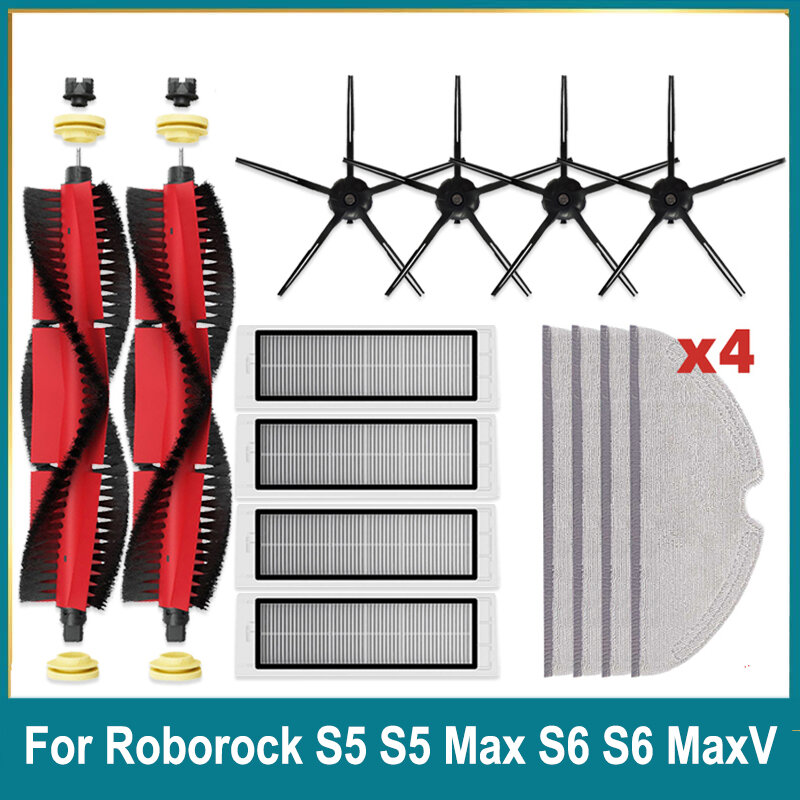 For Xiaomi Roborock S5 Max S50 S55 S5 S6 S6 MaxV S6 Pure E4 E5 Robot Vacuum Spare Parts Main Side Brush Hepa Filter Mop