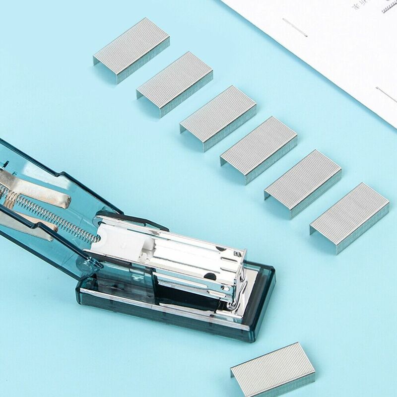 Mini grampeador de plástico portátil Organizador de arquivos transparentes Máquina de encadernação de papel Material de escritório Ferramentas de encadernação Grampeador trompete