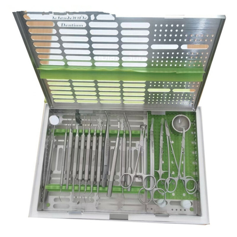 Kit de cirugía Dental, conjunto de instrumentos básicos, implante Dental, 18 piezas