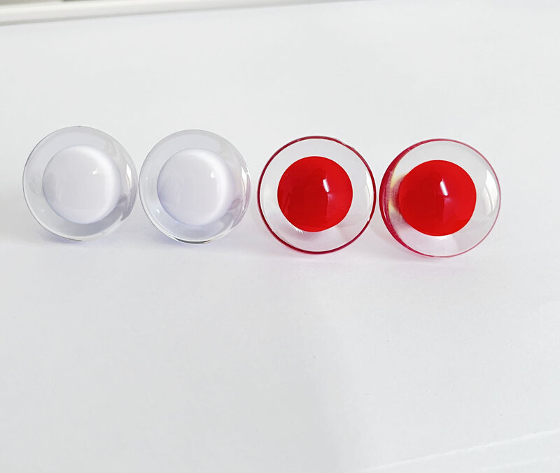20 pz 16MM-25MM bianco rosso pupilla 3D trasparente trapezoidale occhi giocattolo di sicurezza con opzione rondella bianca