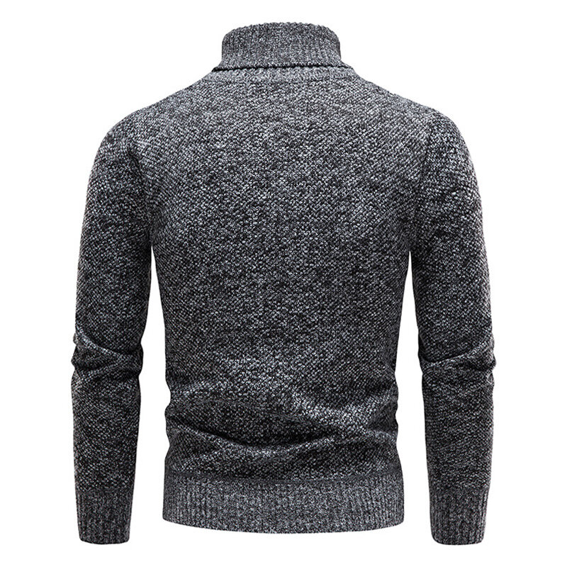 Suéter de malha masculino de gola alta, pulôver monocromático, roupas casuais de lã, nova moda, inverno, 2023