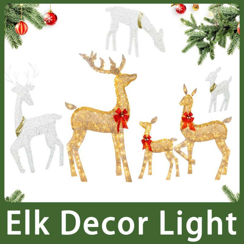 2023 Elk Bright Large Outdoor Christmas Reindeer Hristmas Decoration Maison LED Home Decor Light with Decor Pine Room Decoration