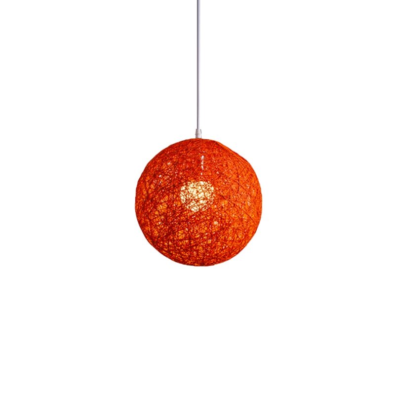 2X lampu gantung bola rotan/bambu oranye, lampu gantung sarang rotan bentuk bola kreativitas individu