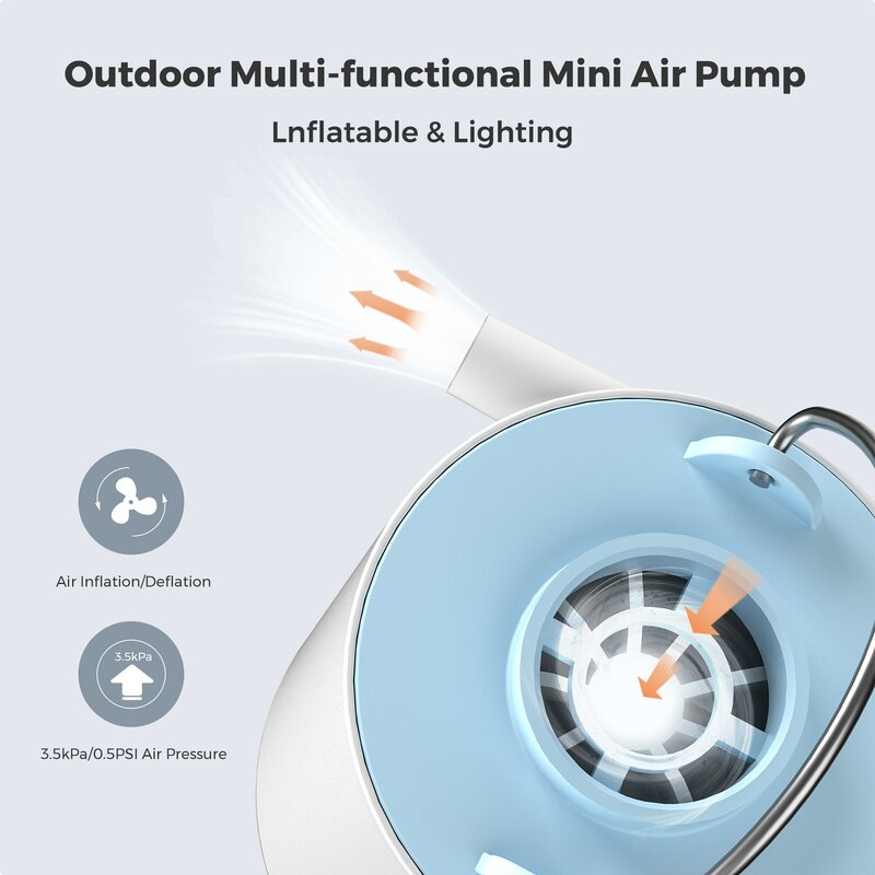 FLEXTAILGEAR Tiny Pump X Przenośna pompa powietrza Sprzęt kempingowy Gadżety outdoorowe z możliwością ładowania do wędrówek/pływania/świetlenia