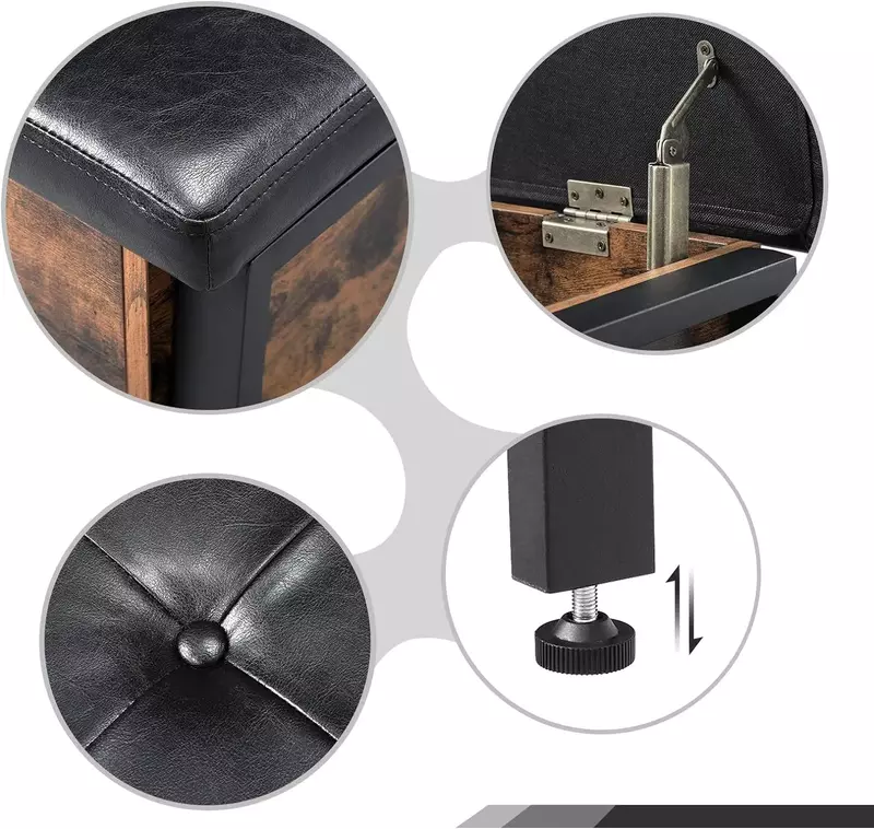 Taburete de pie para muebles, nuevo modelo, 66% de descuento, taburete de extremo de cama con asiento acolchado y estante de Metal