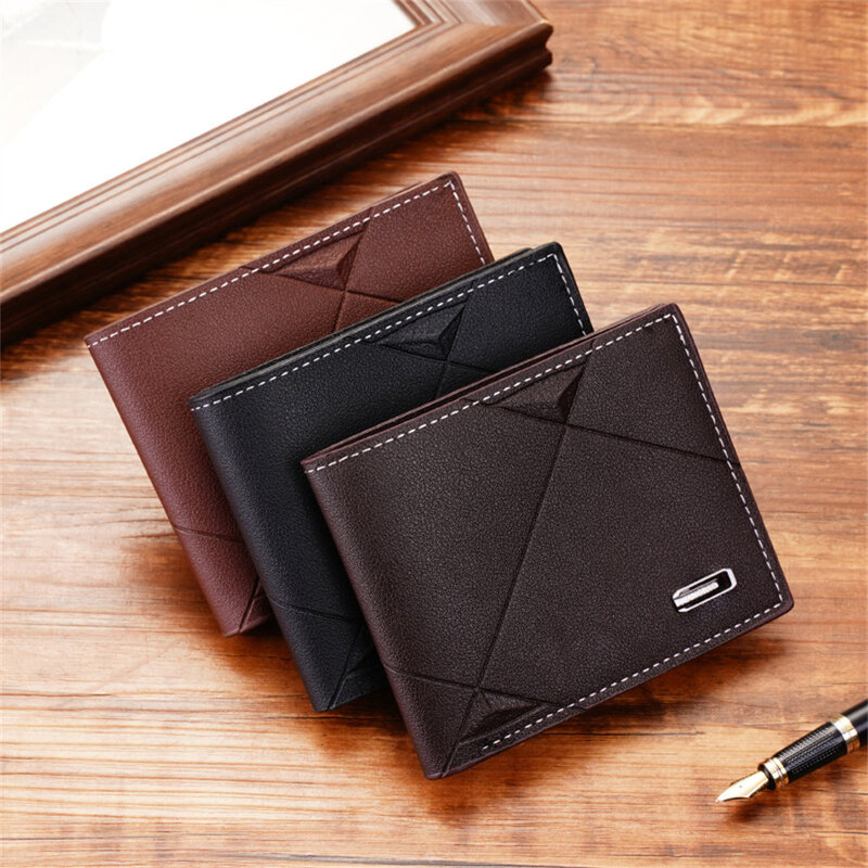 Fashion Genuine Leather Short Luxury Men Wallet Coin Pocket Credit ID Card Holder Male Wallet Clutch Purse Bifold Vintage Casual