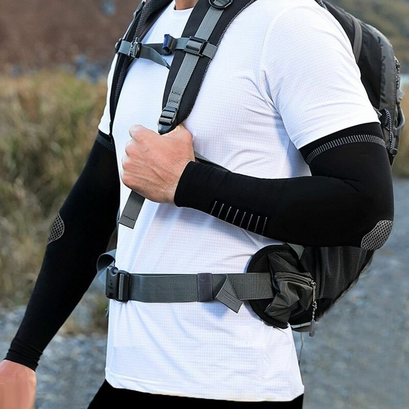 Эластичные солнцезащитные рукава, впитывающие пот, из вискозы, дышащие быстросохнущие мужские спортивные накладки на руки, 2 шт.