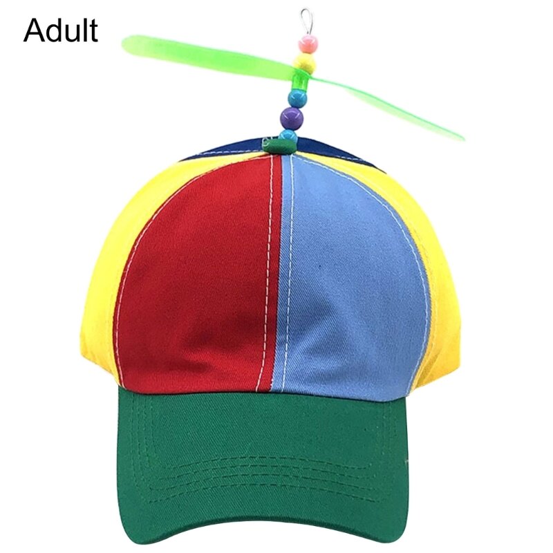 Cappello da baseball color arcobaleno con elica staccabile Divertente cappello da sole per elicottero