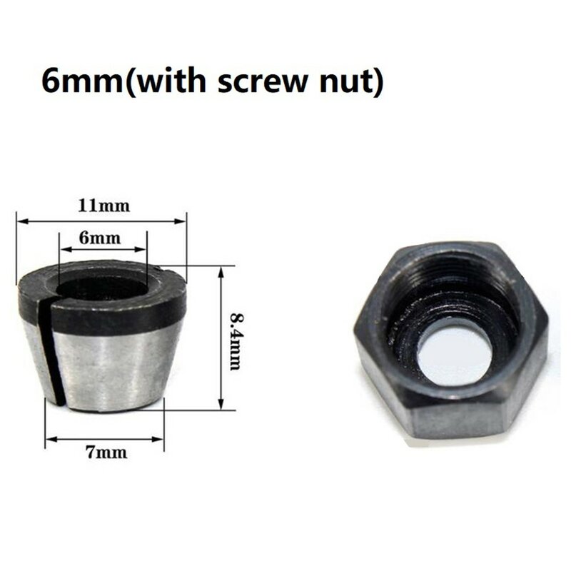 13mm×12mm×7mm/0.51in×0.47in×0.28in Collet Chuck Adapter With Nut 13mm×12mm×8mm/0.51in×0.47in×0.31in Durable New