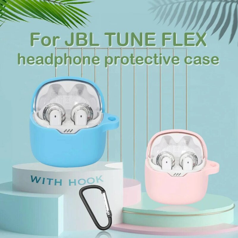 For JBL TUNE FLEX Soft Silicone Cover Wireless Bluetooth Earphone Washable Charging Case Anti-drop Protective Sleeve Accessories