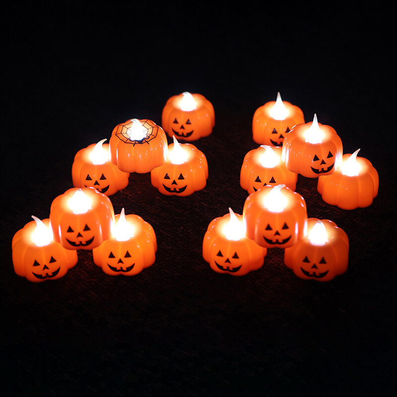 Halloween Pompoenlantaarn Led Elektronisch Kaarslicht Halloween Feestartikelen Lichtgevend Nachtlampje Helloween Feestdecor