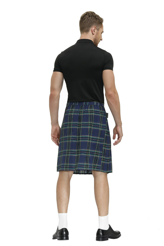 رجل الاسكتلندي التقليدي المرتفعات الترتان نقرة مرحلة الأداء تنورة تأثيري هالوين كرنفال فستان حفلة تنكرية