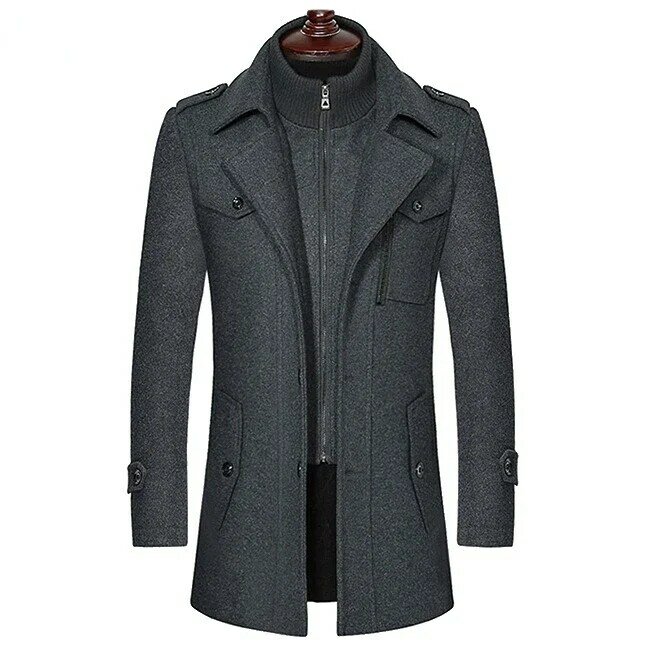 Homens casacos de inverno cashmere casacos de lã misturas trench coats alta qualidade novos casacos de inverno masculino negócios casuais trench coats