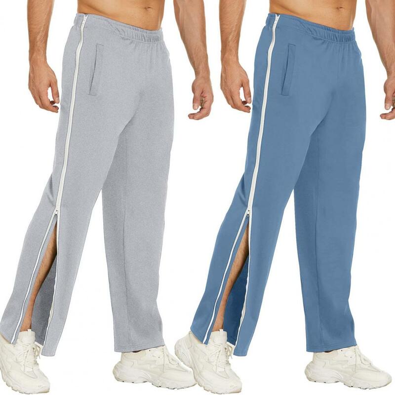 Długie spodnie odporne na kurczenie szerokie nogawki lekkie do trenowania koszykówki boczny zamek błyskawiczny spodnie dresowe męskie spodnie dresowe odzież sportową