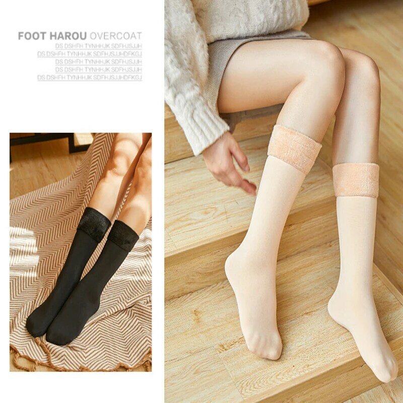 1Pairs Women Winter Warm Thicken Thermal Socks Soft Casual Solid Color Sock Wool Cashmere Home Snow Boots Floor Sock Stockings