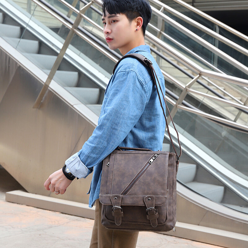 New Design Travel Business Waterproof Custom Men Leather Messenger Shoulder Hand Bag