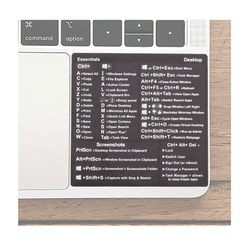 Pegatina de atajo de teclado de referencia para Windows, adhesivo para PC, portátil y de escritorio, 1 unidad