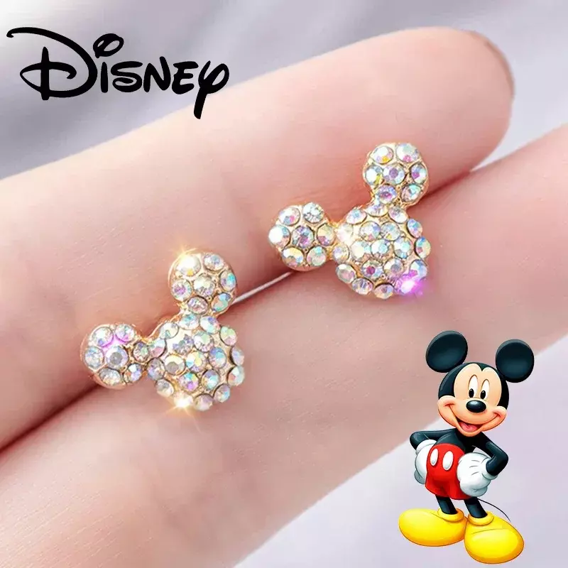 Disney-pendientes de Mickey Mouse para mujer, aretes de aguja de plata de ley S925, joyería Simple de alta calidad, accesorios de moda, regalo