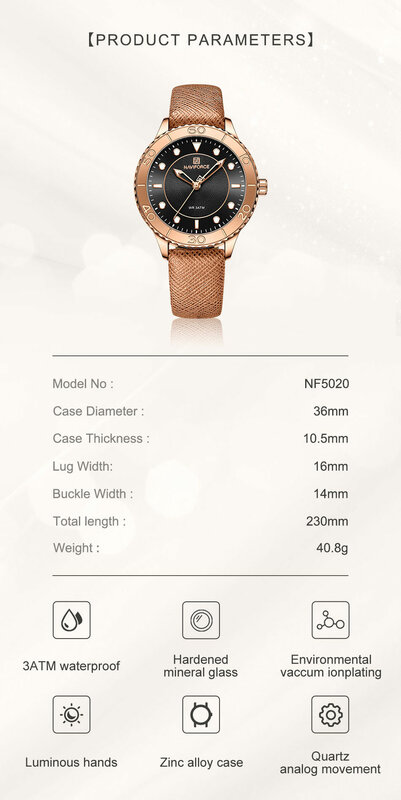 NAVIFORCE Top marka luksusowe modne zegarki dla kobiet zegarek damski ze skórzanym paskiem wodoodporny żeński zegar kwarcowy Relogio Feminino