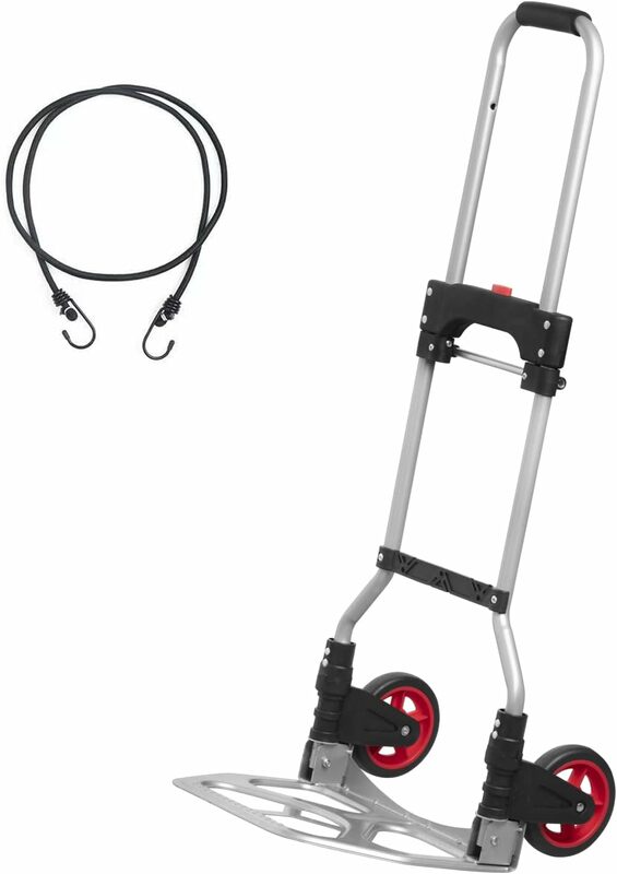 Dolly Cart Folding Hand Truck and Dolly,Steel Portable Cart with Telescoping Handle and Nylon+Rubber Wheels 180 lbs Capacity