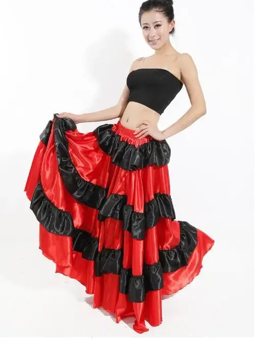 Jupe de danse du ventre flamenco espagnole pour filles, chœur de danse du ventre, salle de Rh, tauromachie éducative pour femmes, costume résistant à 360