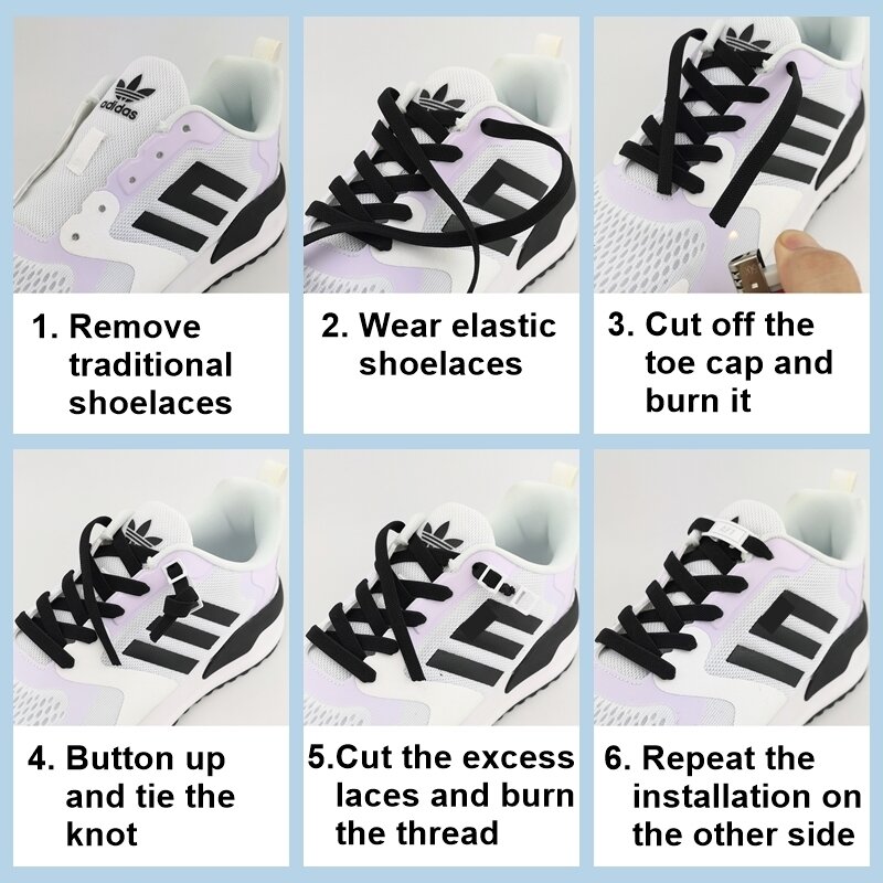 1 para nowych sznurówek z metalową klamrą AF1 buty bez sznurówek sneakersów poszerzone o gładkie, elastyczne 8MM dla dzieci i sznurowadła dla dorosłych do butów