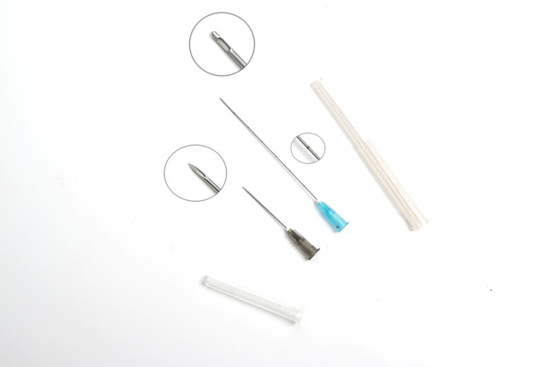 Punta smussata Micro Cannula need25g38mm 50MM Micro punta Cannula smussata per riempimento viso acido ialuronico Filler