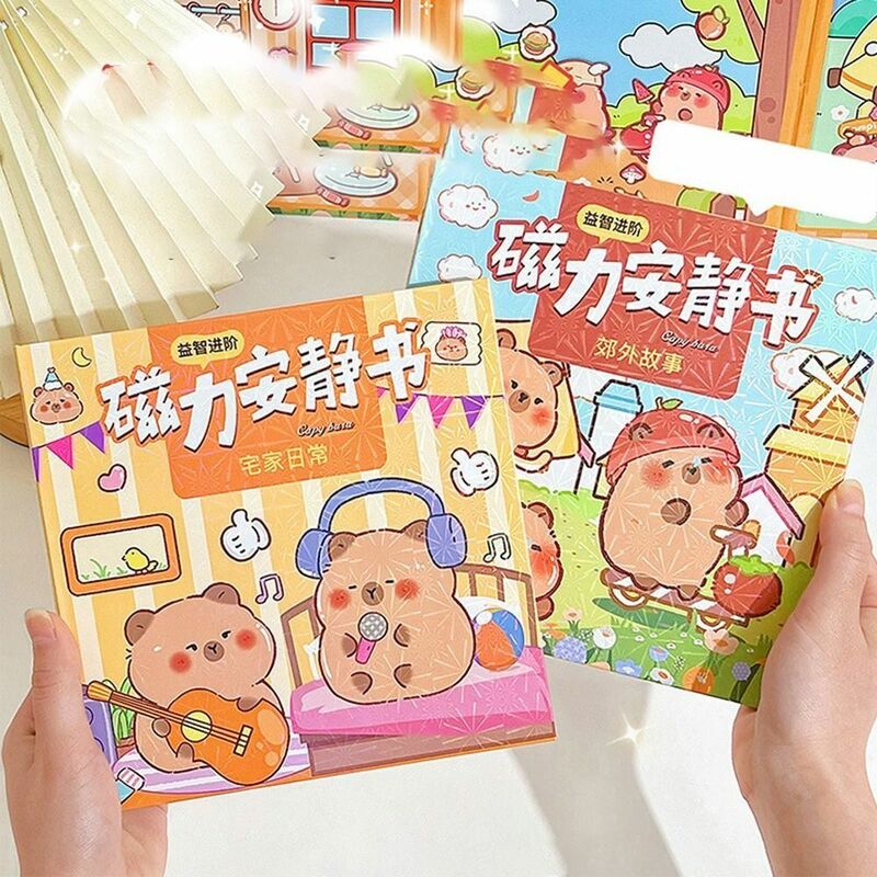 1 Set Activity Books Capybara Quiet Book 3D Sticker Book Kawaii Handmade DIY Toys Cartoon DIY Capybara Busy Book Girls Gift
