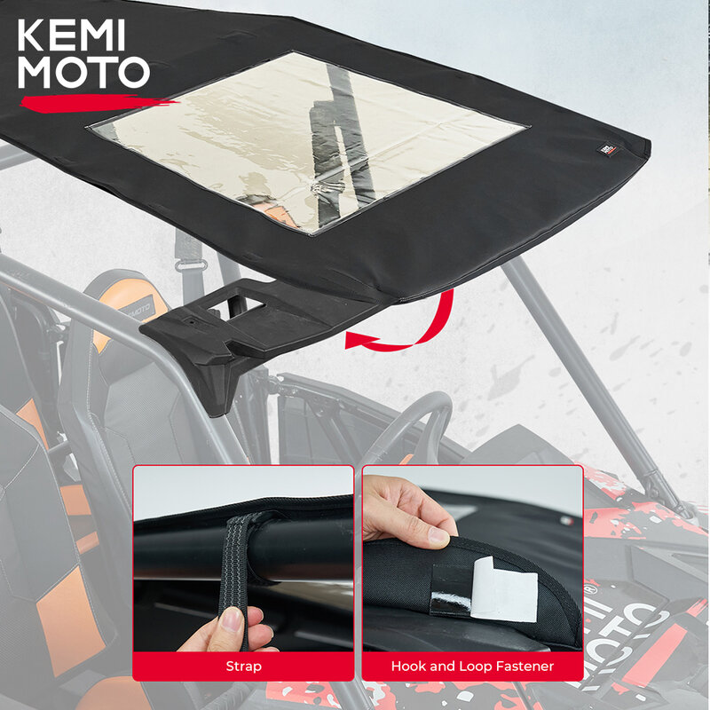 KEMIMOTO #2883074 UTV 1680D Canvas Roof Soft Top Sunshade Compatible with Polaris RZR XP 4 1000/4 Turbo / 4 900 2014-2022 2023