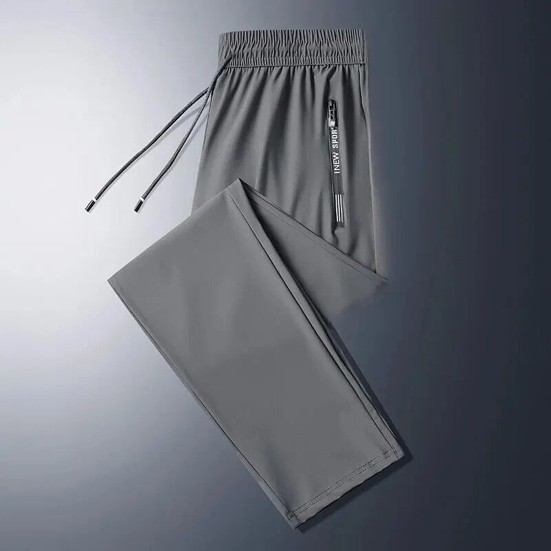 Męskie letnie cienkie spodnie lodowy jedwab luźna odzież robocza casualowe szybkoschnący spodnie sportowe długa, oddychająca wysoką elastyczność
