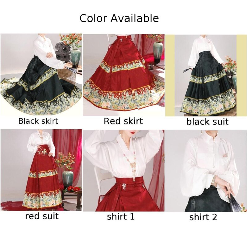 Shopping Daily Skirt Top Polyester Printing Suit Women Attire Casual Chinese Style Fashionable Hanfu Universal