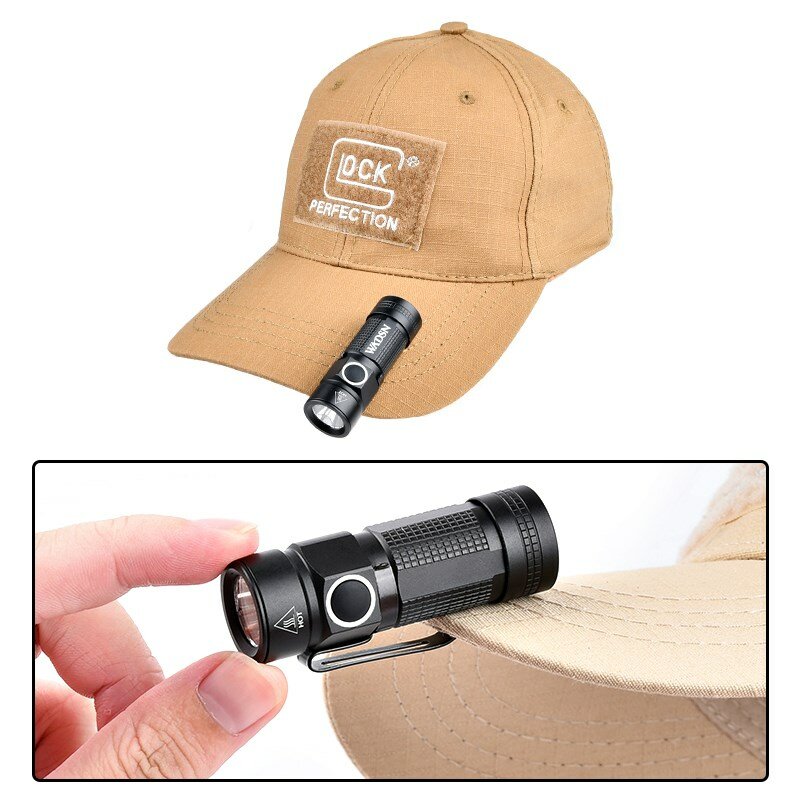 Lampe de poche pour casque tactique, lumière stroboscopique, Zoom télescopique, lampe de sécurité de survie avec porte-pince pour chapeau, Camping et chasse