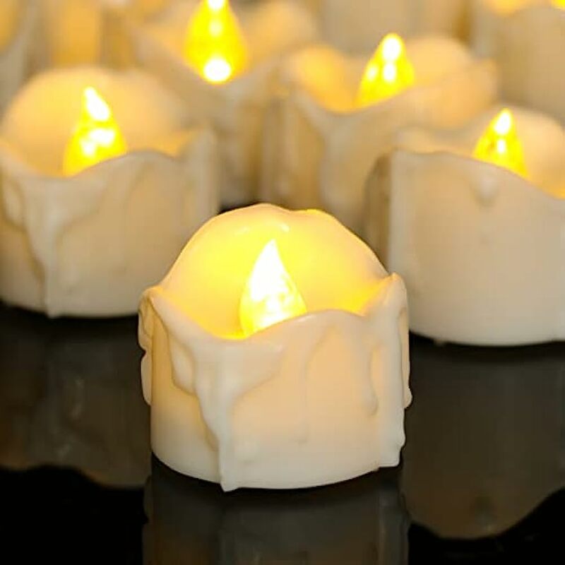 Luzes votivas LED Flameless Tea, velas temporizador a pilhas, vela para decorações, Natal, decoração de festa em casa, 12 pacotes