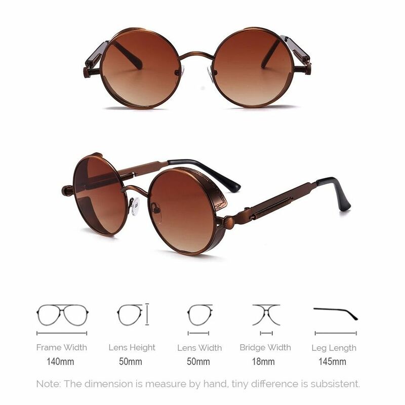 Occhiali da sole rotondi Steampunk nuovi occhiali da sole in metallo nero a più colori protezione UV400 occhiali da sole estivi