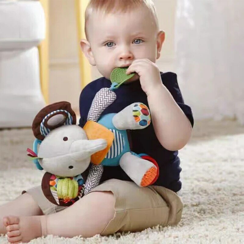 Brinquedos de pelúcia chocalho recheado para bebê, cama de animais pendurados, brinquedos infantis móveis, carrinho de 0 a 6 meses