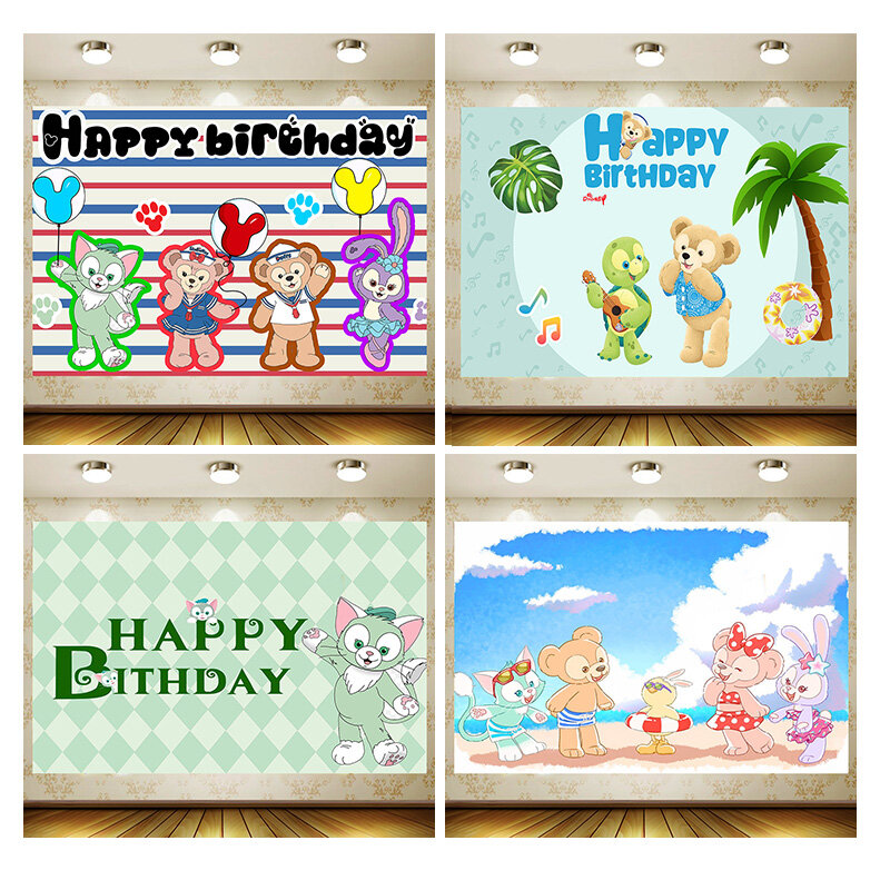 StellaLou,Duffy family Background Birthday Party Supplies Decoration Customize game Backdrop Shower Banner Kid Faovr Room Decor