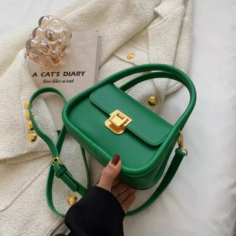 Sacs à bandoulière en cuir Pu vert pour femmes, sac à épaule de luxe, petit sac messager à rabat, Design assorti pour dames