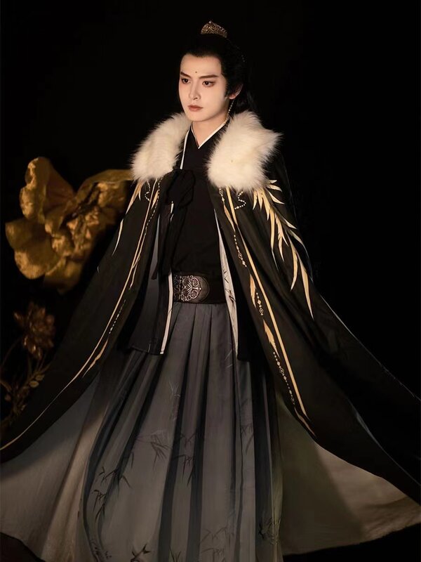 Classico cinese Hanfu mantello JINWU tradizionale uomo donna autunno inverno addensare peluche lungo mantello cappotto Costume Hanfu accessori