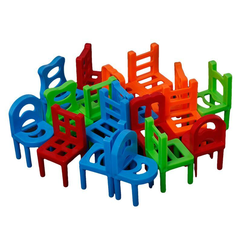 Chairs Stacking Tower Toys 24 Pcs Board Game For Kids Colourful Educational Family Game Board Game For Kids Balancing Toy Kids