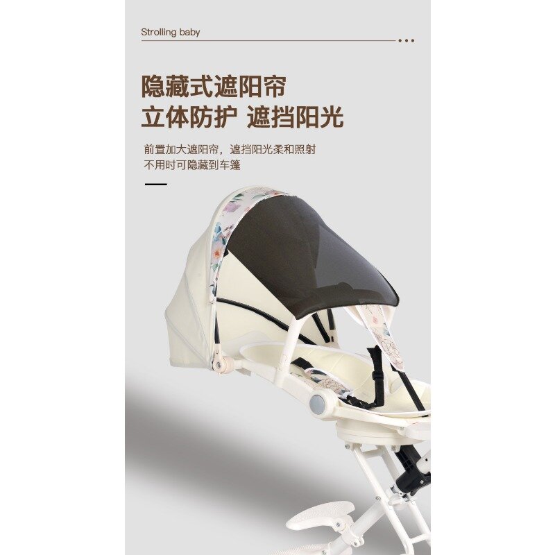 Can sit and lie down for children to walk the baby artifact can be folded lightly two-way baby four-wheeled cart