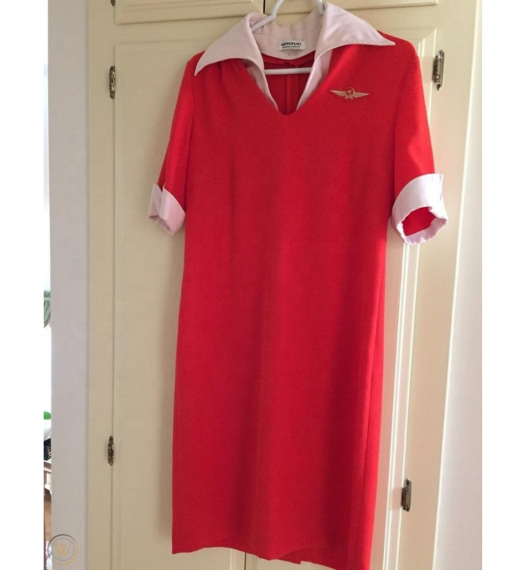 Muts Sjaal Jas Jurk Pak Sexy Russische Luchtvaartmaatschappijen Stewardessen Uniform Fel Rood Oranje Kleur Lang Voor Vrouwen Geborduurd