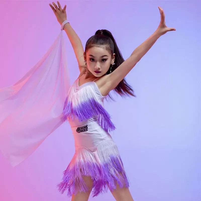 Latin Dance Dress girl Diamond Tassel Professional Competition Suit Adult Children High-end Custom Stage Costume Tango Costume