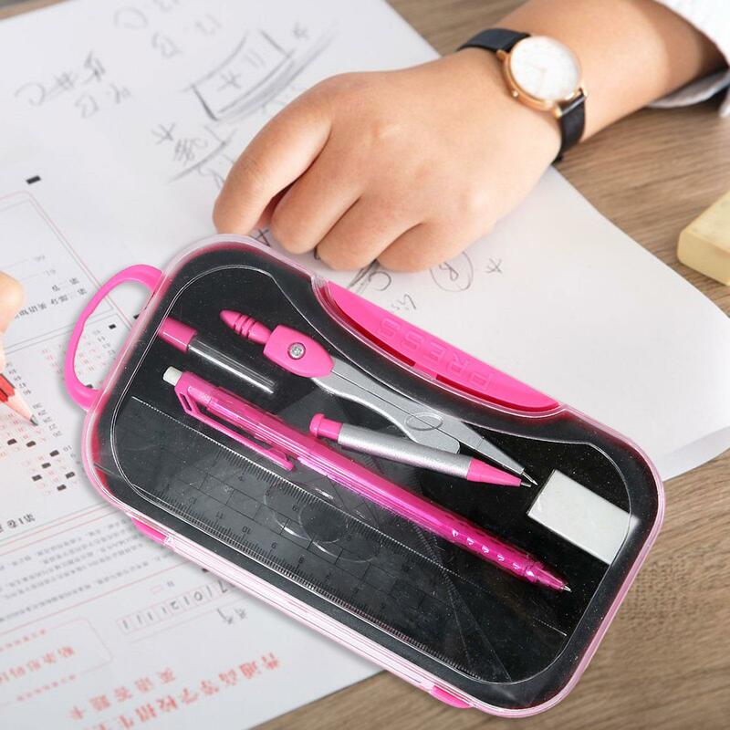 Geometry Set Compass Set Straight Ruler Lightweight Square Ruler Eraser Ruler Set for Home Students School Supplies Engineers