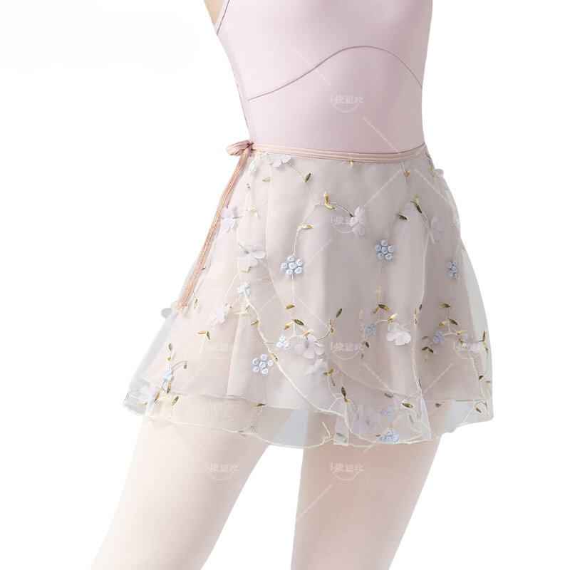 Damska haftowana spódnica baletowa seksowna Mini kopertowa chusta 2-warstwowa dorosła duża dziewczyna stroje taneczne klasa tancerza kostium wydajności