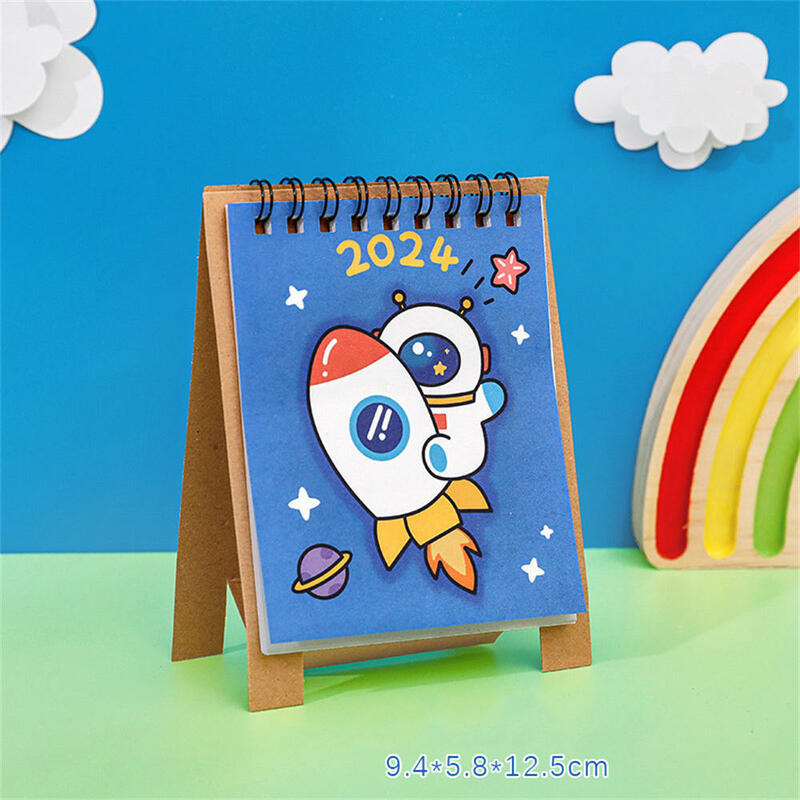 2024 Cute Cartoon Girl Mini Calendar Kawaii Panda Dinosaur Animals calendario Desktop agenda giornaliera 2023.8 ~ 2024.12