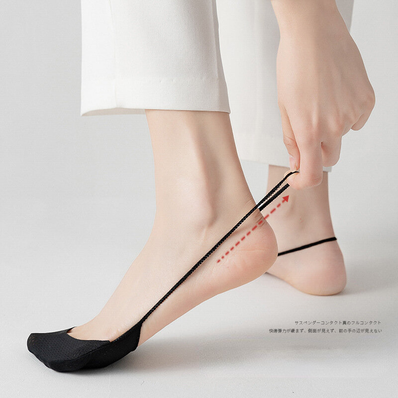 Женские носки-невидимки на высоком каблуке, летние нескользящие носки из силикона и вискозы, тонкие подтяжки до половины ладони, 1/3 пар